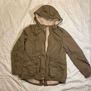 Tan Canvas Sherpa lined Anorak Jacket H&M